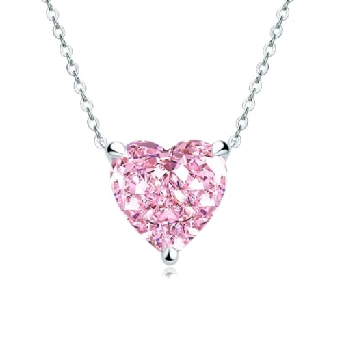 Collier en argent 925 avec cœur rose étincelant pour un éclat mariage digne de la haute joaillerie
