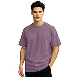 Camiseta de algodón pesado de gran tamaño para hombre, Néctar de uva, 42