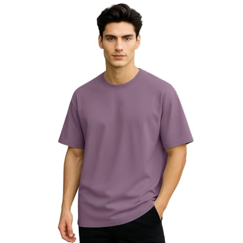 Image of Nobero 100% Cotton Oversized T Shirts for Men Stylish | Oversized Fit | Solid T Shirts for Men 180 GSM Combed Cotton | Round Neck Half Sleeve