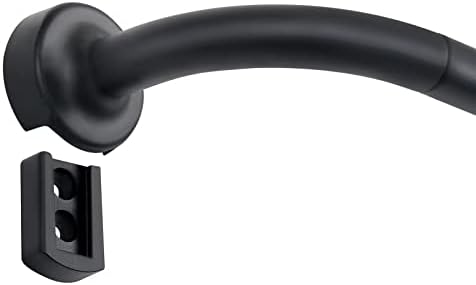 Rod for Curtains, 28-48 Inches Blackout Curtain Rod Heavy Duty Aluminium Solid Finials & Brackets -3/4" Standard Adjustable Telescoping Single Drapery Rod, Simple Wrap Around Curtain Rods for Room Darkening, Matt Black