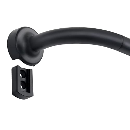 Rod For Curtains, 28-48 Inches Blackout Curtain Rod Heavy Duty Aluminium Solid Finials & Brackets -3/4" Standard Adjustable Telescoping Single Drapery Rod, Simple Wrap Around Curtain Rods For Room Darkening, Matt Black #TOP2