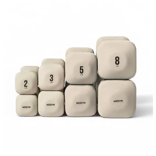 WeGym SafeGrip Square Dumbbells with Anti-Slip Handles, Safe Weight Lifting Equipment for Home Gym, Aesthetic Dumbbell Sets (Starter Set 2+3+5+8LB Pair - Sandstone Set)
