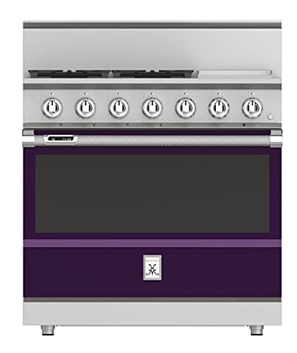 Hestan KRD364GD-LP-PP 42 Inch Wide 5.8 Cu. Ft. Free Standing Dual Fuel Range, 36 4 Burner (w Griddle), Lush