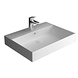 SOLIDE QUALITÄT - Der Waschtisch besteht aus Mineralguss ? einem Verbundstoff aus Acrylpolymer sowie natürlichen Mineralien und ist somit frei von giftigen Stoffen und sehr hautfreundlich. Die robuste fugenfreie Oberfläche bietet keinerlei Halt für Bakterien und Keime