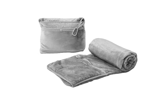 Willers 毛布 冬用 膝掛け ブランケット 車 ひざ掛け コンパクト 携帯 持ち運び 収納付き くるんけっと 柔らかく肌触 ふわふわ 暖かい フランネル 洗える Blanket 薄手 軽量 小さくたためる 90*120cm(グレー)
