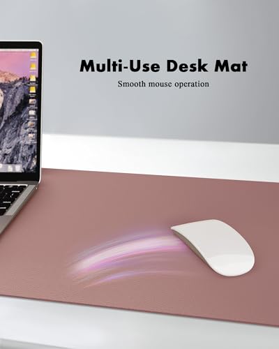 Image of YSAGi Double-Sided Desk Pad, 35.4 inchx17 inch Leather Desk Mat, Eco Cork Desk Pad Protector,Large Mouse Pad,Waterproof Desk Blotter for Office /Home (Pale Mauve /Cork)