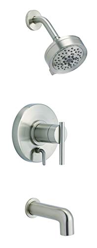 Danze D512058BNTC Parma 1H Tub & Shower Trim Kit & Treysta Cartridge w/ Diverter on Valve & 5 Function Showerhead 2.0gpm Brushed Nickel
