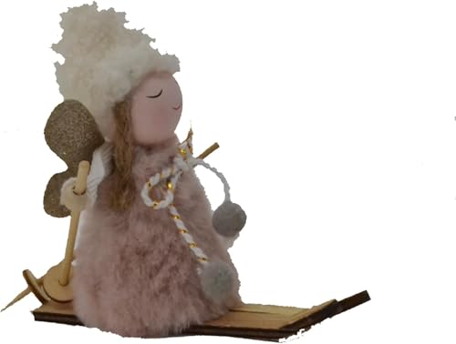 (T2) Weihnachtsdekoration Skierfee, flauschige rosa Tischdekoration
