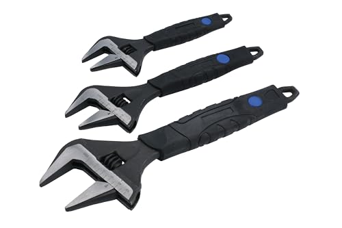 Image of Laser 8676 Wide Mouth Adjustable Wrench Set 3pc, Black