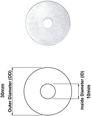 TERF® 25 Pcs Zinc Plated Steel M10 / 10mm X 30mm Flat Repairs Penny Washers Mudguard Fender Washer 10mm Hole and 30mm Out Side Large Diameter - Image 3