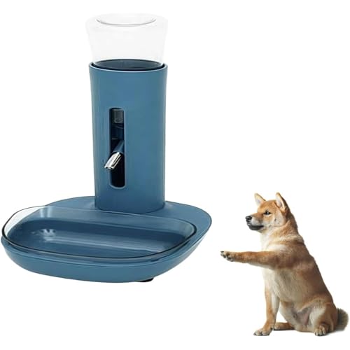 BIBAPU 自動犬用ウォーターボウルディスペンサー 猫/ペット/動物用 犬用スタンディングウォーターディスペンサーボウル 自動取り外し可能 ペット飲料フィーダー 犬/猫 (ブルー,680ml)