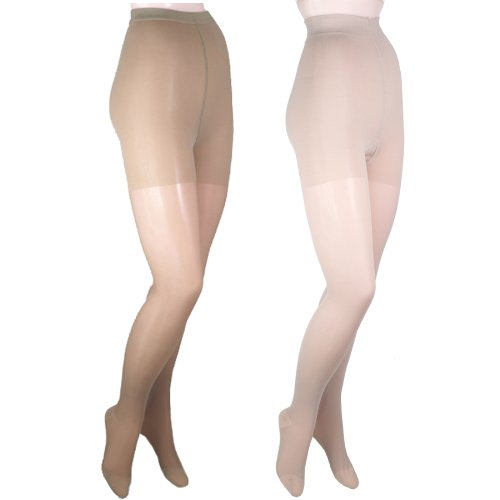 ITA-MED Sheer Pantyhose Compression, Beige/Nude, Medium, 2 Count