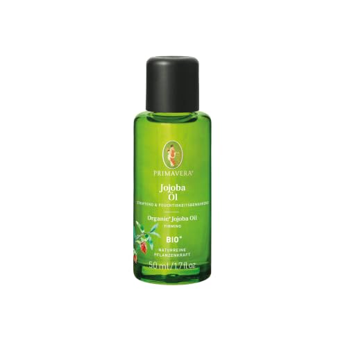 PRIMAVERA Pflegeöl Jojobaöl bio* 2 x 50 ml – naturreine Pflanzenkraft – Glasflasche – Aromaöl, Körperöl, Naturkosmetik – hautstraffend, festigend, fördert die Elastizität – vegan