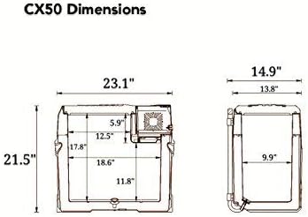 Alpicool CX50 Dimensions Diagram