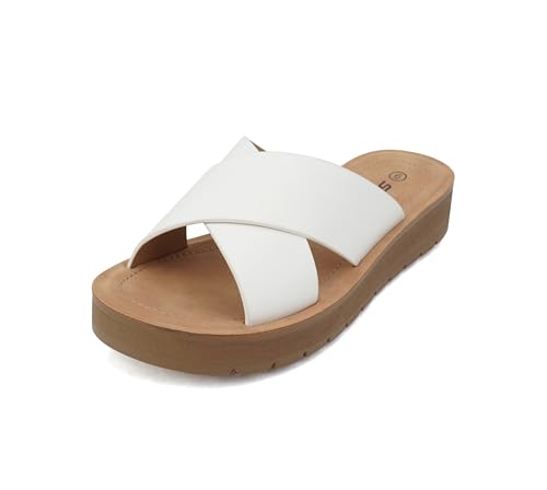 Image of Soda LUCY ~ Women Open Toe Flatform Platform Crisscross Band Upper Fashion Slide Sandals