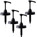 Wide Mouth Mason Jar Pump Dispenser Lid for Syrup Sauce Honey Pump Lid Coffee Syrup Lid Stainless Steel Food Grade Airtight & Leak-Proof- 4pc