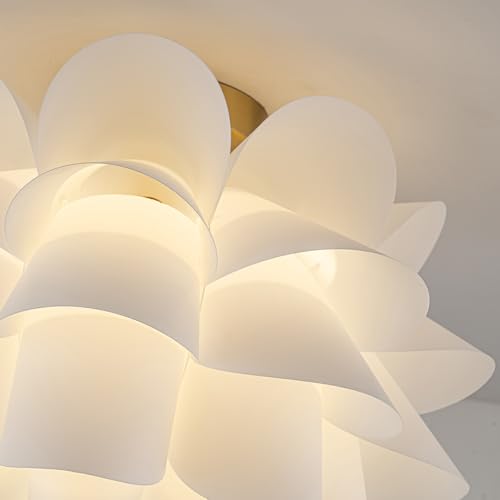 SUNVKWEY 15.75" Modern Flush Mount Ceiling Light fixtures,Gold Semi Flush Mount Flower Chandelier for Bedroom.No Assembly Required Hand-Crafted Indoor Hanging Light for Entryway Living Room Kitchen by SUNVKWEY - Image 2