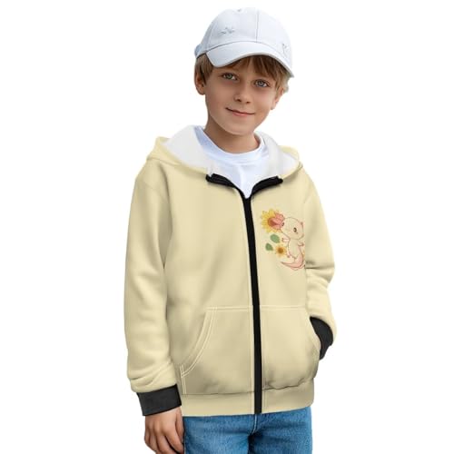 Girls Boys Hoodie Casual Zipper Pullover Kids Long Sleeve Jackets with Pocket Fall Winter Thick Sweatshirt