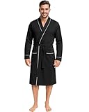 NY Threads Men's Robe Cotton Blend Knit Bathrobe, Large, Black