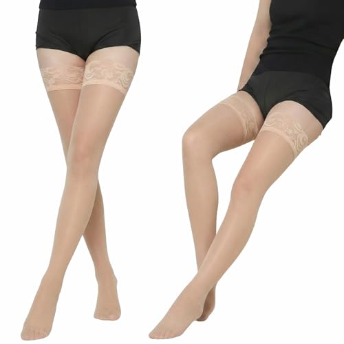Image of Kraptick Women's Thigh High Stocking with Lace Top Soft & Stretchable Nylon Stockings Non-Slip Hold-Up Stockings for Regular Use & Comfort Fit-1