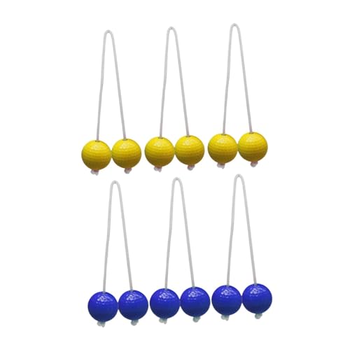 Yiju 6Pcs Ladder Balls 42mm Indoor or Outdoor Activities Backyard Game Golf Tossing Ball Ladder Toss Game for Fun Event Backyard, Yellow and Blue