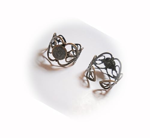 The New 5 Ring Blanks Antiqued Bronze Shanks Adjustable Filigree