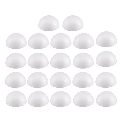 Crafjie 22PCS 2 Inchs White Foam Balls Half Round Polystyrene Half Foam Balls Craft Supplies Hemispherical Christmas Craft Ballfor DIY Home Craft Project and Art Decoration