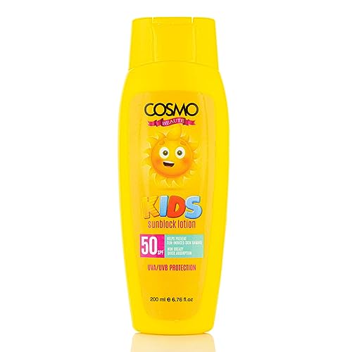Cosmo Beatue Kids Sunblock Lotion SPF 50 UVA/UVB Protection Helps Prevent Sun-Induced Skin Damages - 200ml