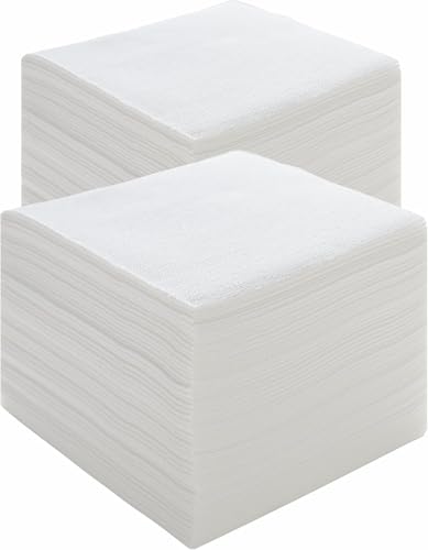PEACHICHA Cocktail Napkin Disposable Beverage Bar Napkins Cloth-Like Paper Napkins Linen-Feel Great for Wedding Party Or Everyday Use 20 x 20cm (100 Count White)
