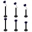 Blue CZ-6MM/8MM/10MM-Black-6Pcs