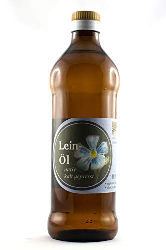 Leinöl (500ml) der Ölmühle Garting, perfekt für Salate/Gemüse/Quarkspeisen, kaltgepresst, naturbelassen, höchster Gehalt an Omega-3-Fettsäuren