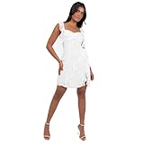 Anaya with Love Women’s Mini Dress Ladies Recycled Cami Floral Sweetheart Neckline Ruffle Trim Bride-to-be Bachelorette Hen Party Outfit, Weiß 36