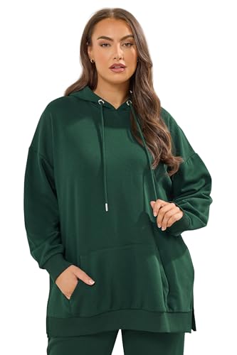 Image of Yours Curve Pocket Front Hoodie - Women's - Plus Size Curve Green