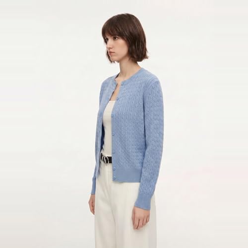 Image of GOELIA Women Wool Blend Lightweight Cardigan Sweaters 2026 Spring Business Casual Solid Long Sleeve Knitted Cardigan Top