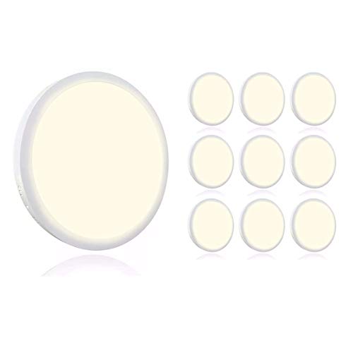 Kit 10 Painel Plafon Luminária Led 12w Redondo Sobrepor - Branco Quente Decoração Iluminação