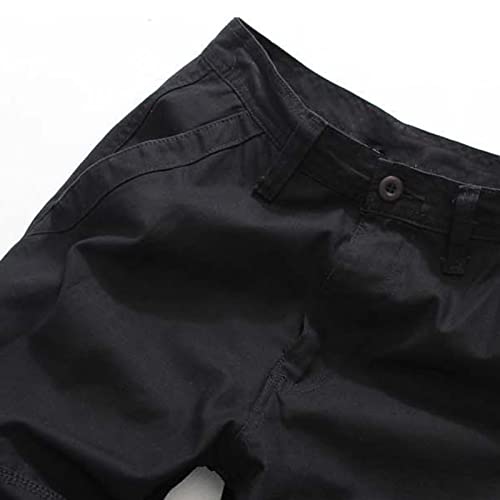 Mens Cotton Black Cargo Pants Casual Stylish Buckle Zipper Multi Pockets Loose Trouser Fashion Outdoor Sweatpants3