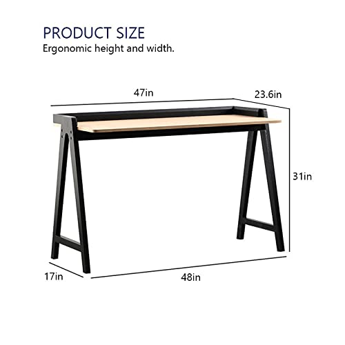 Bureau d'écriture en bois robuste avec structure métallique moderne