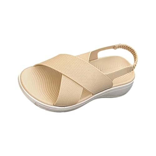 Genérico Sandalias Plataforma Mujer Ortopedicas Comodas Sandalias de Tiras Nuevas para Mujer,Zapatos Casuales de Verano para Exteriores,Playa Sandalia Ortopedica (Beige,36)