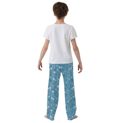 Dino Skeleton Paw Print Boys Long Pants Soft Trousers Elastic Waist Kids Lounge Bottoms with Pockets S-XL3