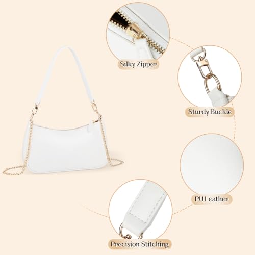 Aucuu Kleine Handtasche Damen, Clutch-Handtaschen mit Kette, Retro Schultertasche für Damen, Mini Hobo Bag, Kleine Umhängetasche mit Reißverschluss