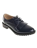 derby cuir vernis femme  Primtex Derbies Femme Vernis à Franges Semelle intérieure cuir-38