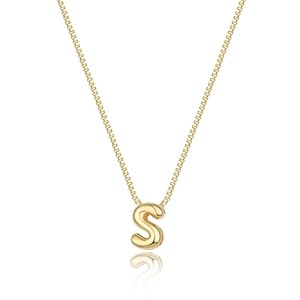 SUPER SOFTENER Personalized Bubble Letter Initial Necklace, 14K Gold Plated, Dainty Pendant for Women, Trendy Gold Jewelry 3 310BPdHfavL. SL500 . SS300