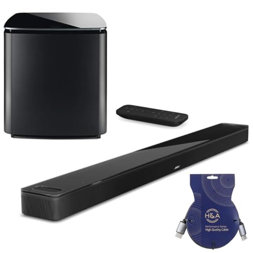 Image of Bose Smart Ultra Dolby Atmos Soundbar Speaker, Black, Bundle with Bass Module 700, Sound Bar for Home Audio TV Wireless, Bluetooth, WiFi, Alexa, Google, Voice Control + H&A