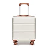 Kono Carry on Suitcase 45x36x20cm Easyjet Underseat Cabin Hand Luggage Hard Shell Lightweight Travel Trolley Case with 4 Spinner Wheels (Cream White)