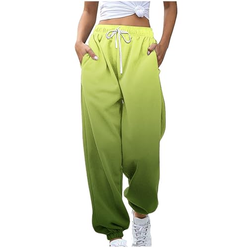 Pants for Women Stretchy Baggy Drawstring Gradient Color Trousers Comfort Casual Sports Loose Sweatpants with Pockets