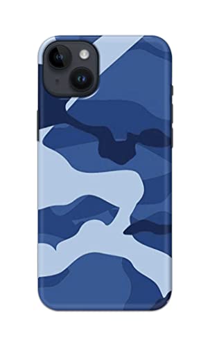 Image of Printed Hard Back Cover Case for Apple iPhone 14 Back Cover (Army Blue Pattern) -702