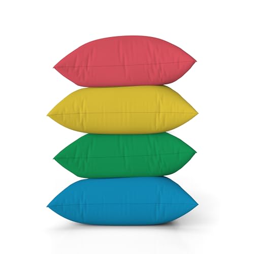 ggaimwf Tinta unita Copricuscino in lino per divano Rosa brillante Blu Verde Cuscino per letto Macaron Colore Fatto a mano Piazza Federe per cuscini con cerniera invisibile 40x40 cm Set da 4