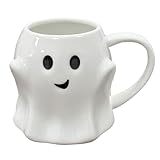 Halloween Ghost Mug 3D Cute Ghostface Novelty Coffee Mug Spooky Ceramic Ghost Cup Halloween Christmas Birthdays Party Gifts and Decorations for Kids Adult (White)