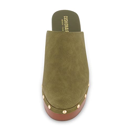 Cushionaire Women's Gibbons Faux Wood Clog With Memory Foam Padding, Wide Widths Available, Olive 8 W #TOP2