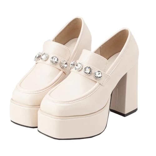 クリスタル ローファー レディース 靴 シューズ Millor DearMyLove 春 夏 秋 冬 クリスタル ビジュー 高見え フェイクレザー スタイルアップ 量産型 地雷系 参戦服 夢展望 ライトベージュ 25.0cm 5338040601